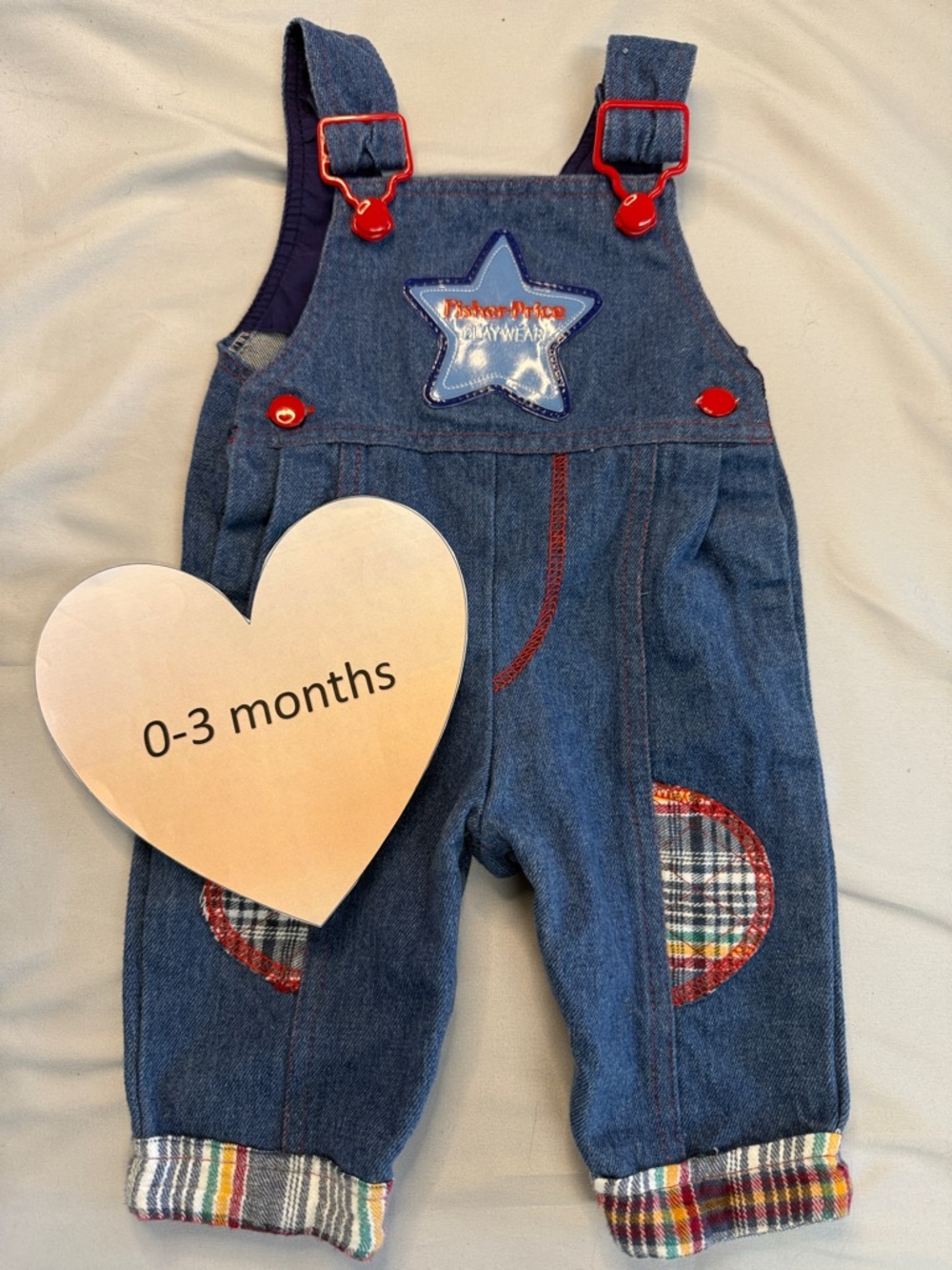 Fisher-Price Blue and Red Overalls with Star Patch